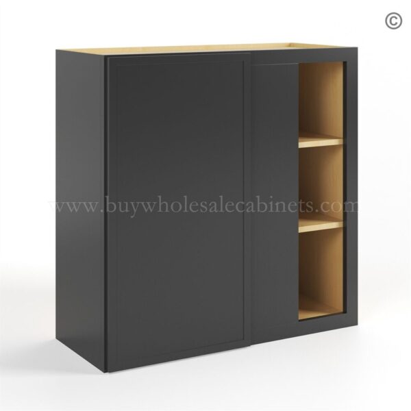 25 slim black shaker wall blind corner cabinet 30h closed finish side