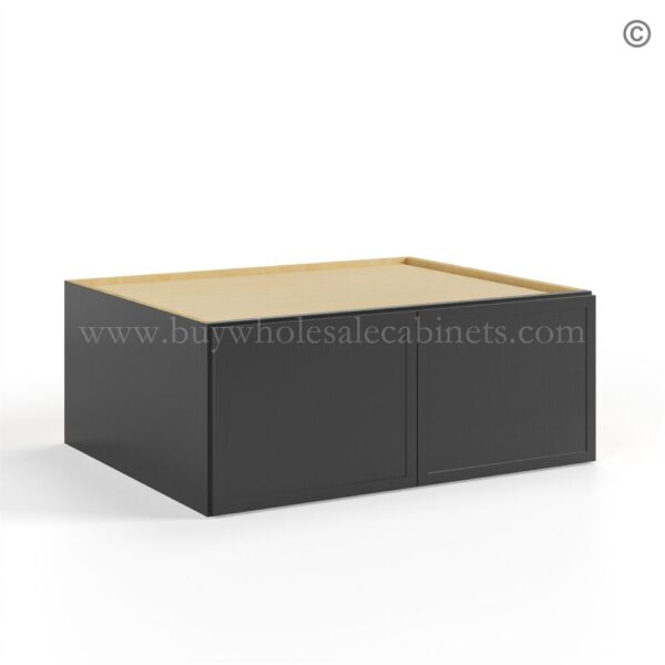 31 slim black shaker refrigerator wall cabinet double doors 30w closed finish side W301224