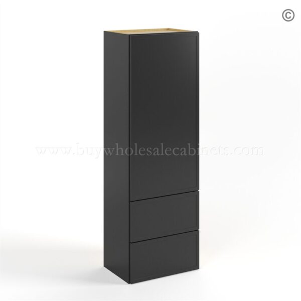 42 slim black shaker wall tower cabinet closed finish side WD1854