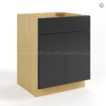 Slim Black Shaker Base Cabinet Double Door and Single Drawer - Image 2