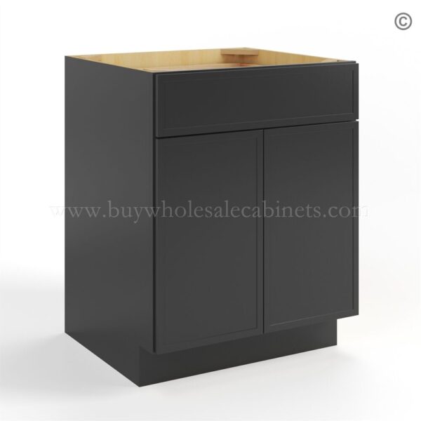 44 slim black shaker base cabinet double doors 24w closed finish side B27