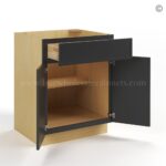Slim Black Shaker Base Cabinet Double Door and Single Drawer - Image 3