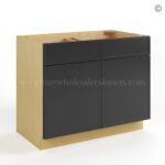 Slim Black Shaker Base Cabinet Double Doors and Drawers - Image 2