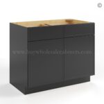 Slim Black Shaker Base Cabinet Double Doors and Drawers