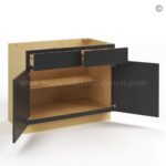 Slim Black Shaker Base Cabinet Double Doors and Drawers - Image 3