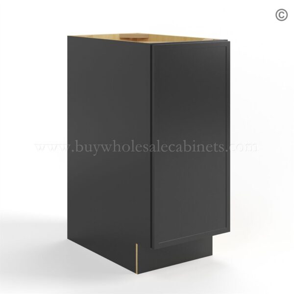 46 slim black shaker base cabinet full height single door closed finish side BFH15