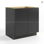 Slim Black Shaker Base Cabinet Double Doors Full Height