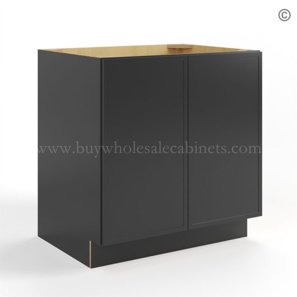 47 slim black shaker base cabinet full height double door closed finish side BFH36