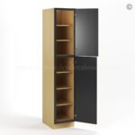 Slim Black Shaker Tall Pantry Cabinet with 2 Doors - Image 3