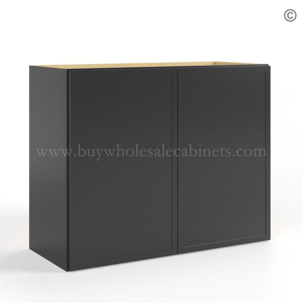 7 slim black shaker wall cabinet double doors 24h closed finish side w3024