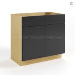 Slim Black Shaker Sink Base With Double Doors - Image 2