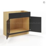Slim Black Shaker Sink Base With Double Doors - Image 3