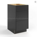 Slim Black Shaker Vanity Three Drawer Base Cabinet