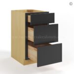 Slim Black Shaker Vanity Three Drawer Base Cabinet - Image 3
