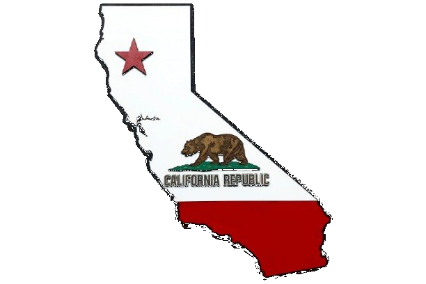 California state shape with the Bear Flag design