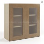 Rustic Wood Shaker 30" H Double Door Wall Cabinet with Glass Door - Image 2
