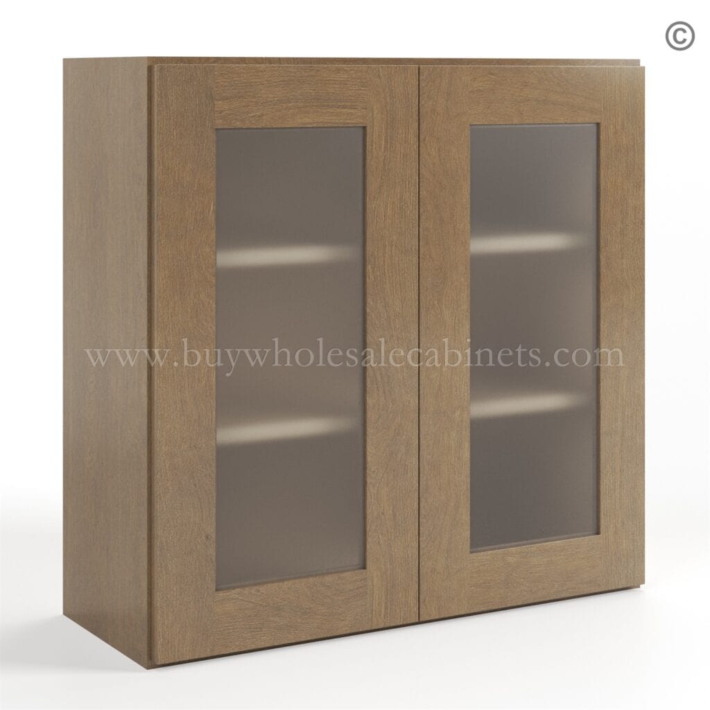 Rustic Wood Shaker 30 H Double Door Wall Cabinet with Glass Door
