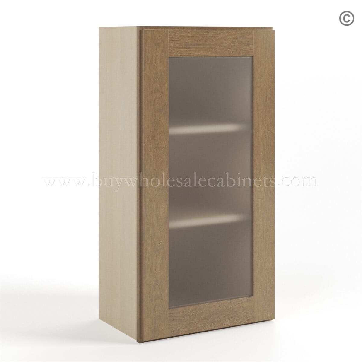 Rustic Wood Shaker 36" H Single Door Wall Cabinet with Glass Door - Image 2