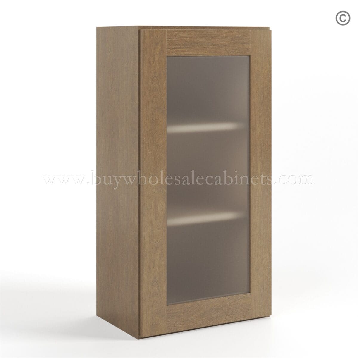 Rustic Wood Shaker 36 H Single Door Wall Cabinet with Glass Door