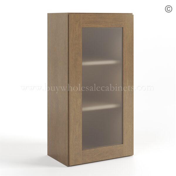 Rustic Wood Shaker 36 H Single Door Wall Cabinet with Glass Door