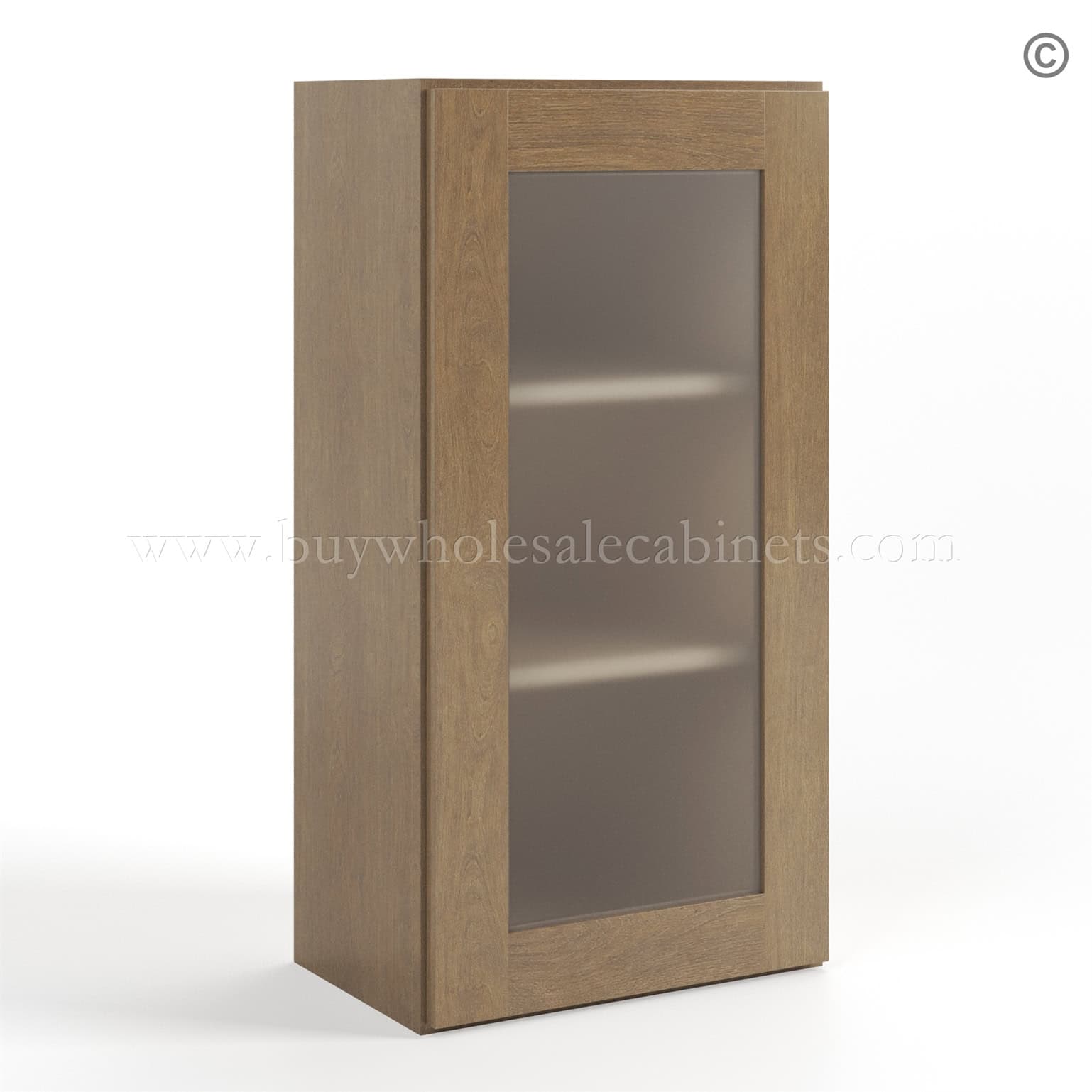 Rustic Wood Shaker 36 H Single Door Wall Cabinet with Glass Door