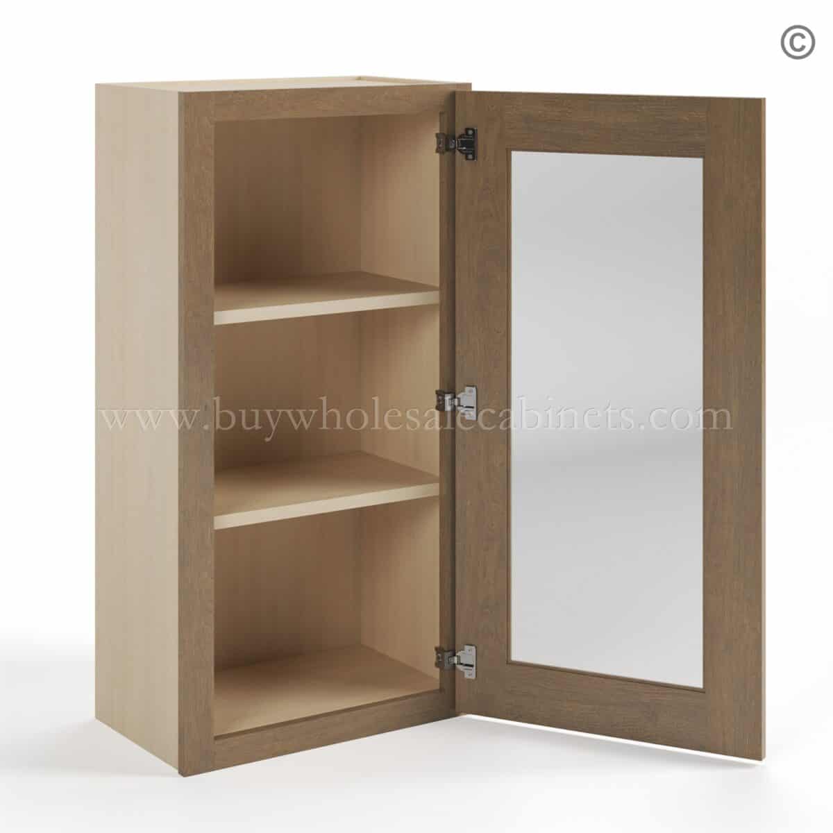 Rustic Wood Shaker 36" H Single Door Wall Cabinet with Glass Door - Image 3