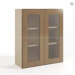 Rustic Wood Shaker 36" H Double Door Wall Cabinet with Glass Doors - Image 2