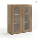 Rustic Wood Shaker 36 H Double Door Wall Cabinet with Glass Doors