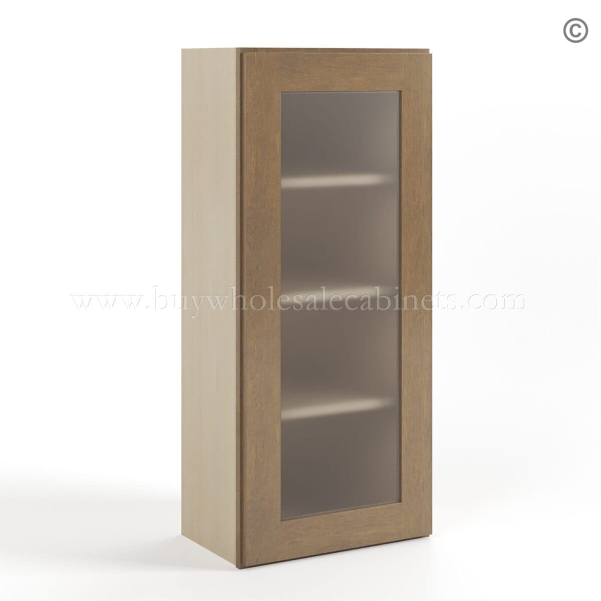 Rustic Wood Shaker 42" H Single Door Wall Cabinet with Glass Door - Image 2