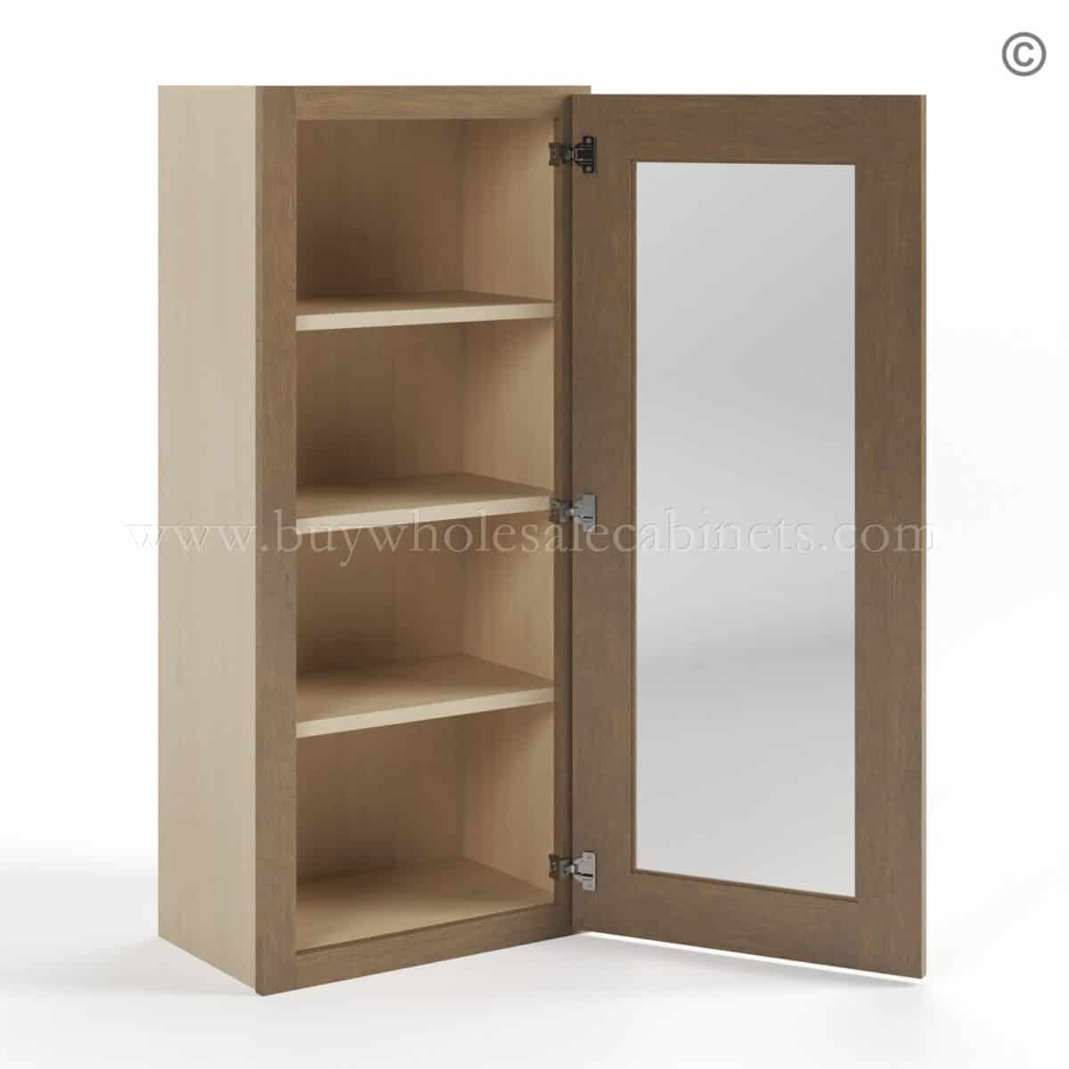 Rustic Wood Shaker 42" H Single Door Wall Cabinet with Glass Door - Image 3