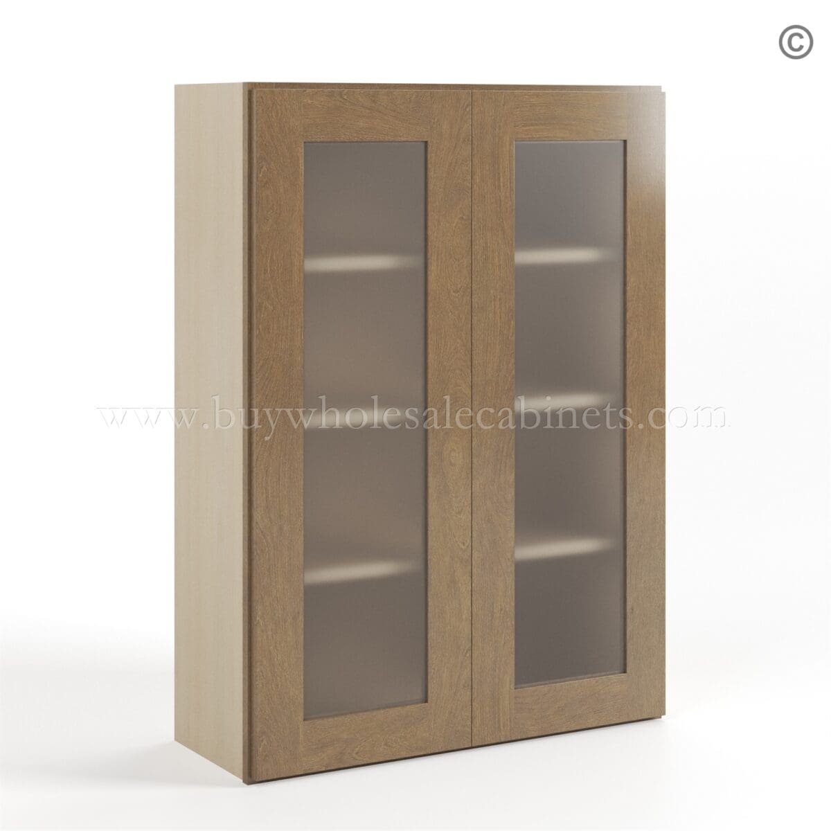 Rustic Wood Shaker 42" H Double Door Wall Cabinet with Glass Doors - Image 2