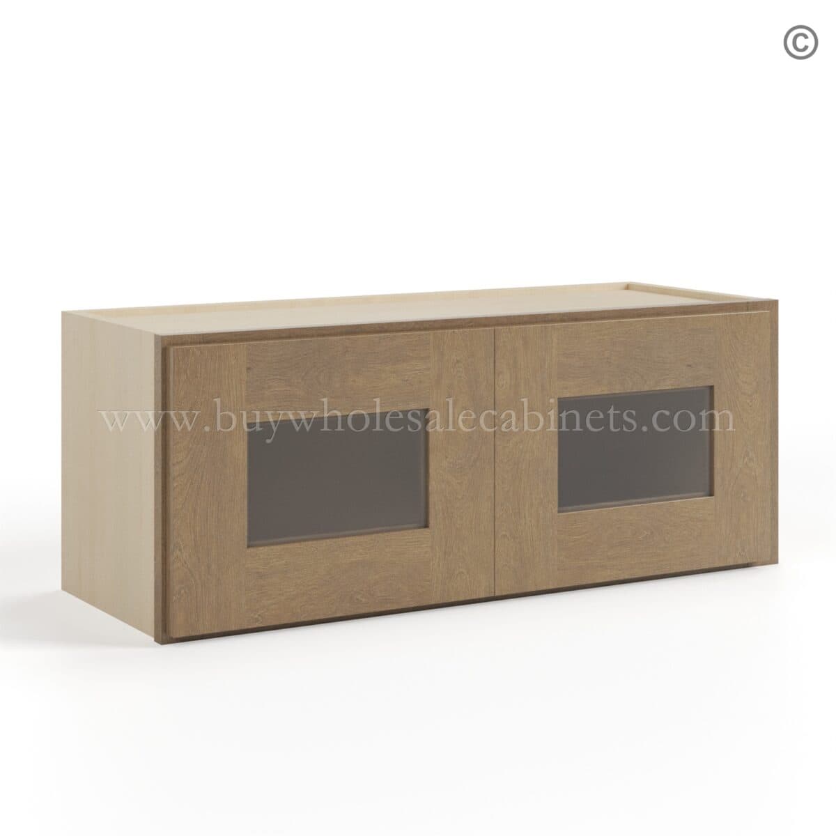 Rustic Wood Shaker 12" H Double Door Wall Cabinet with Glass Doors - Image 2