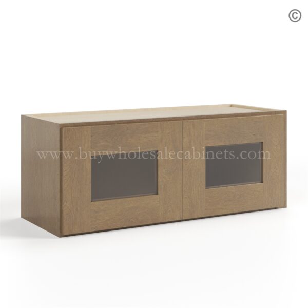 Rustic Wood Shaker 12 H Double Door Wall Cabinet with Glass Doors