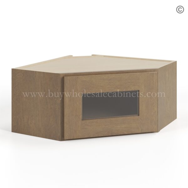 Rustic Wood Shaker 12x 24 Diagonal Corner Wall Shelf with Glass Door