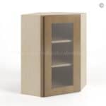 Rustic Wood Shaker 24" Diagonal Corner Wall Cabinet with Glass Door - Image 2