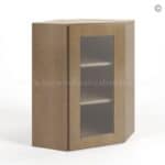 Rustic Wood Shaker 24 Diagonal Corner Wall Cabinet with Glass Door