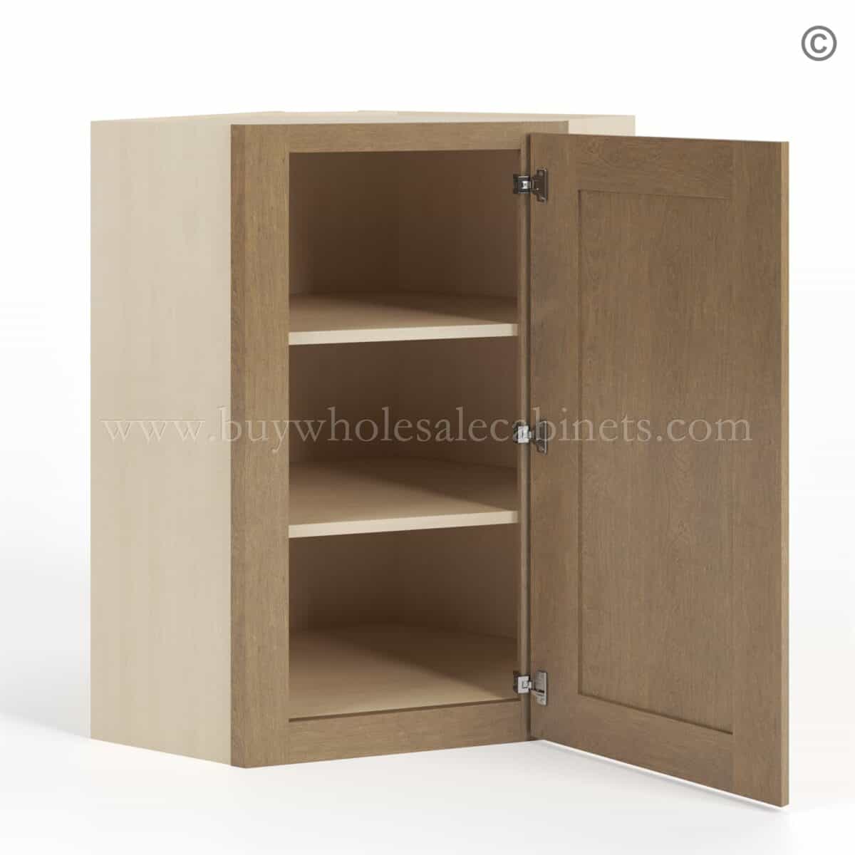 Rustic Wood Shaker 24" Diagonal Corner Wall Cabinet - Image 3