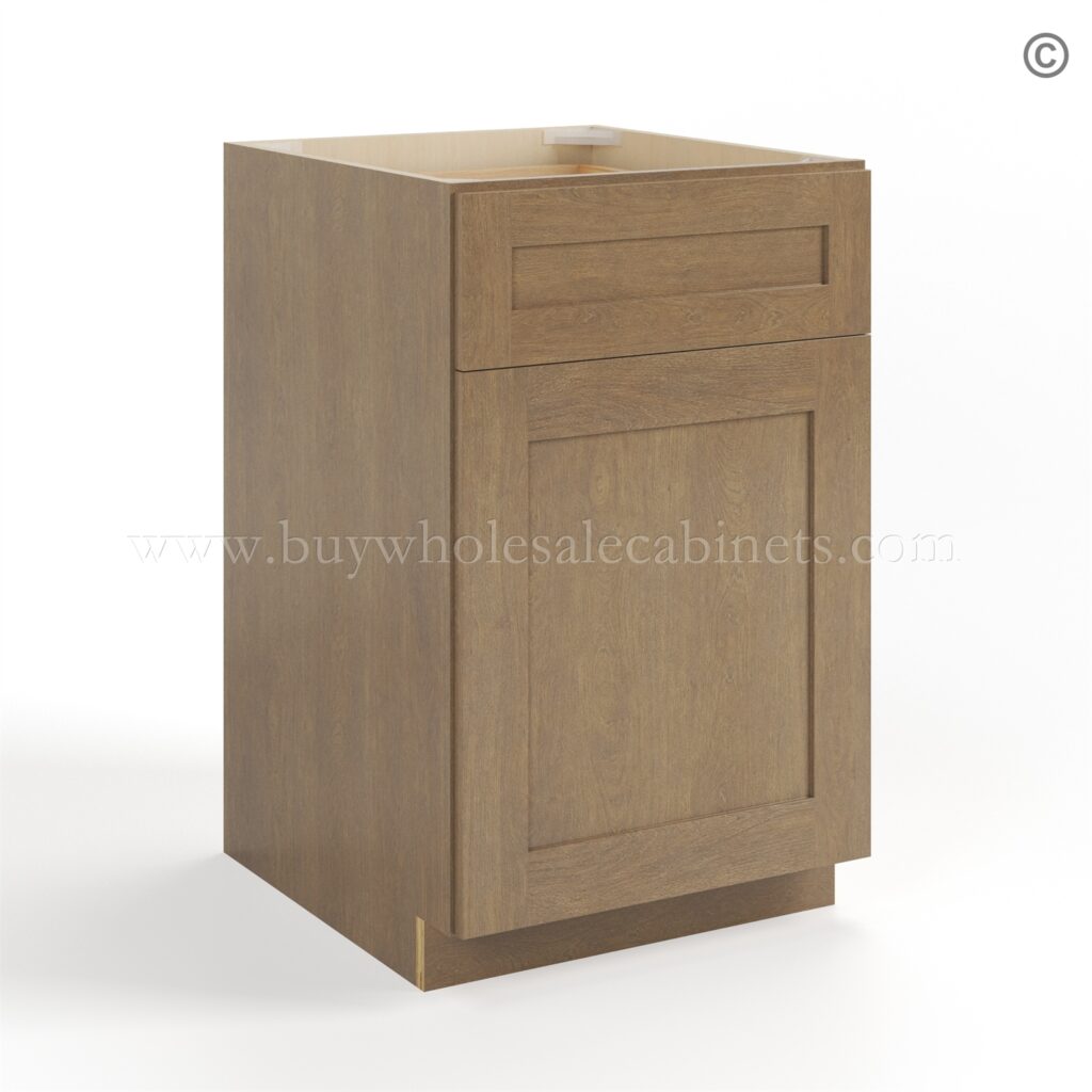 Rustic Wood Shaker Base Cabinet with Double Doors & Single Drawer
