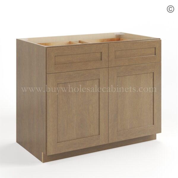 Rustic Wood Shaker Base Cabinet with Double Doors and Drawers