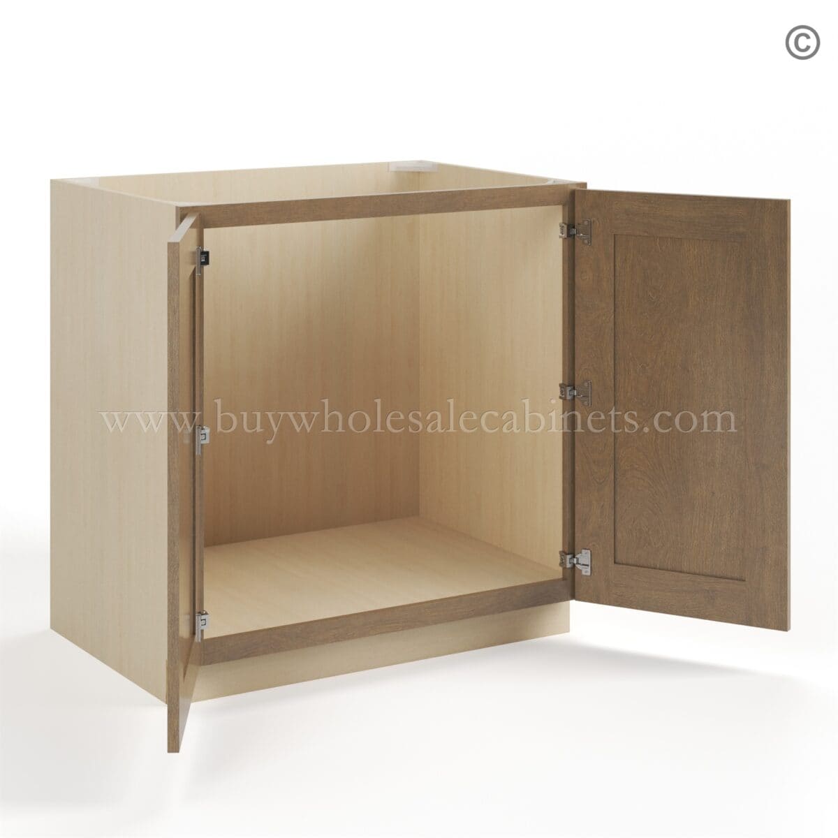Rustic Wood Shaker Base Cabinet - Full Height 2 Doors - Image 3