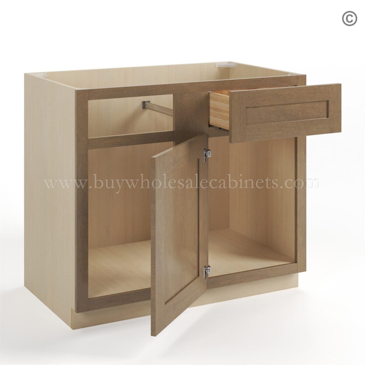Rustic Wood Shaker Blind Corner Base Cabinet (L/R interchangeable) - Image 3