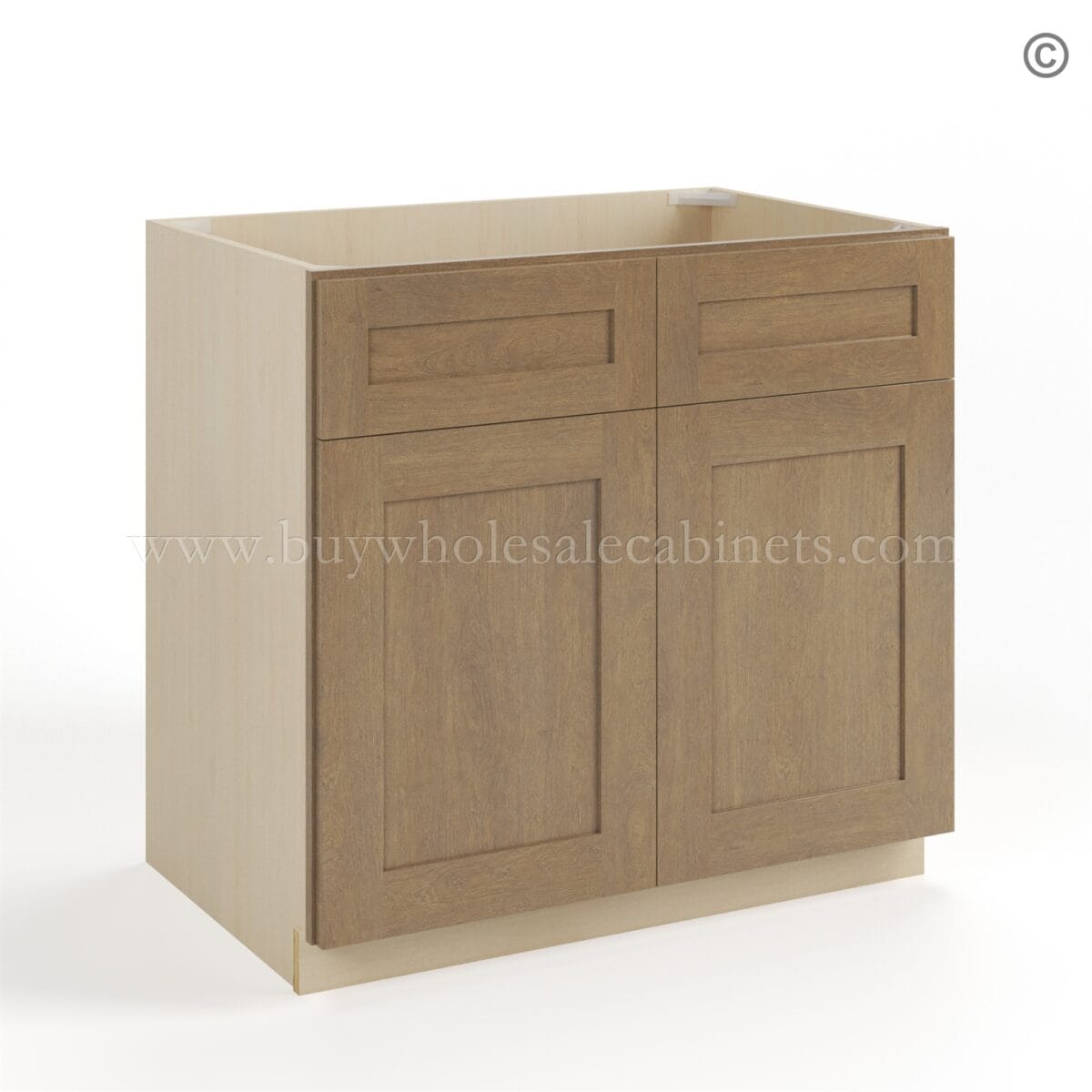 Rustic Wood Shaker Sink Base With Double Doors and False Drawers - Image 2