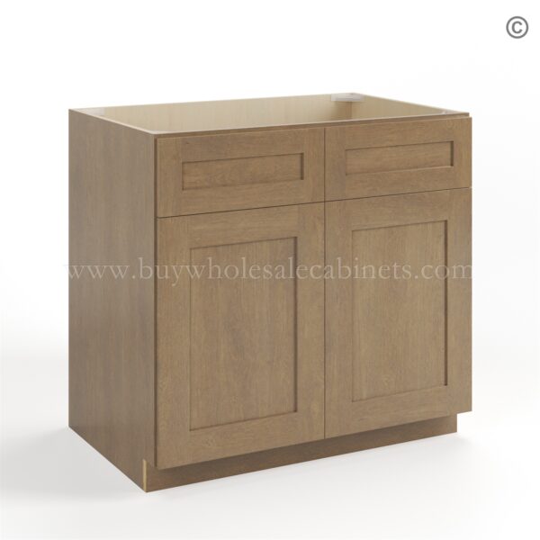 Rustic Wood Shaker Sink Base With Double Doors and False Drawers