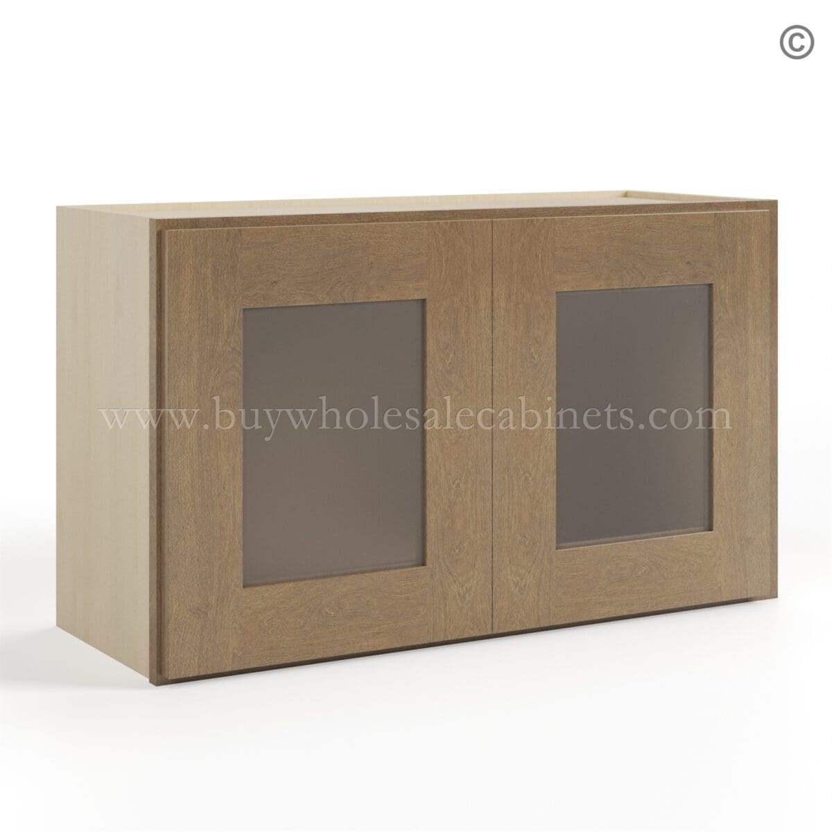 Rustic Wood Shaker 18" H Double Door Wall Cabinet With Glass Doors - Image 2
