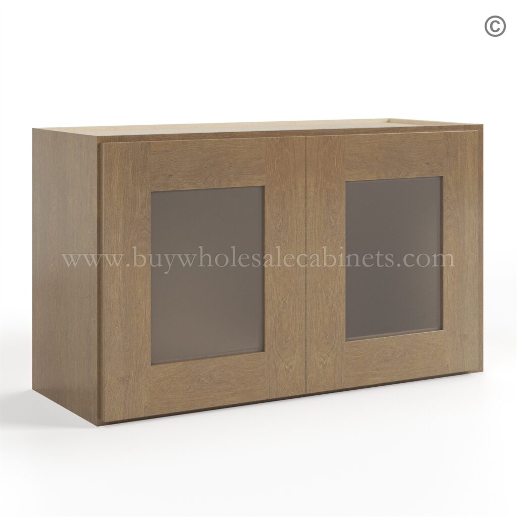 Rustic Wood Shaker 18 H Double Door Wall Cabinet With Glass Doors