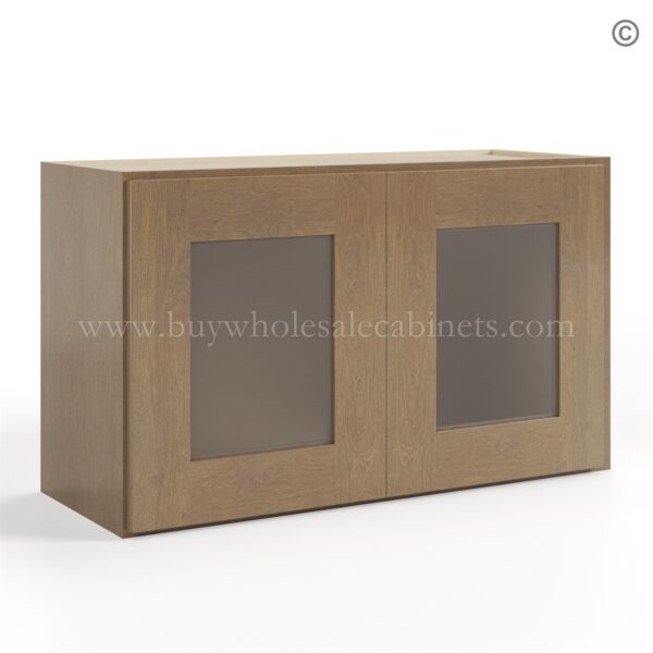 Rustic Wood Shaker 18 H Double Door Wall Cabinet With Glass Doors