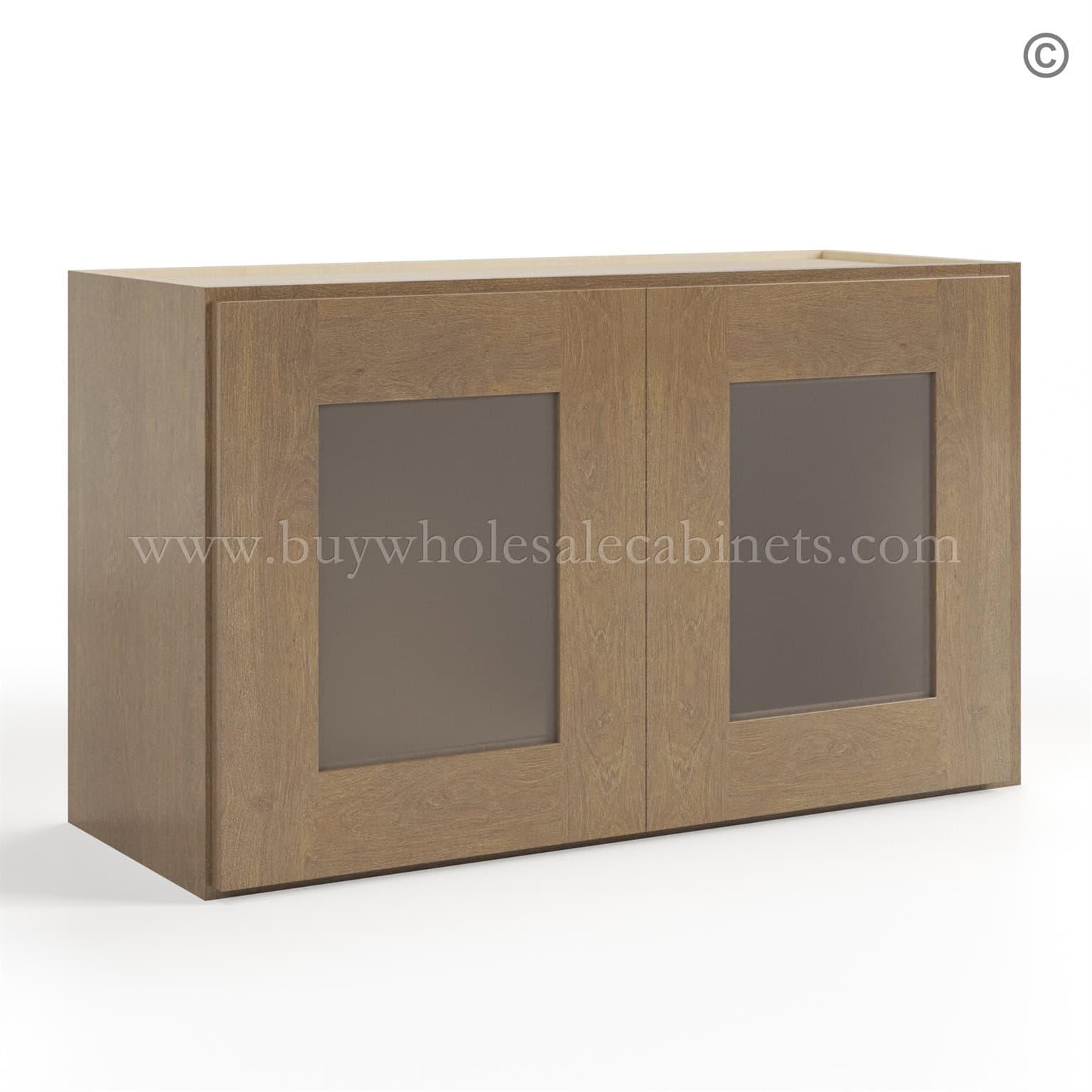 Rustic Wood Shaker 18 H Double Door Wall Cabinet With Glass Doors