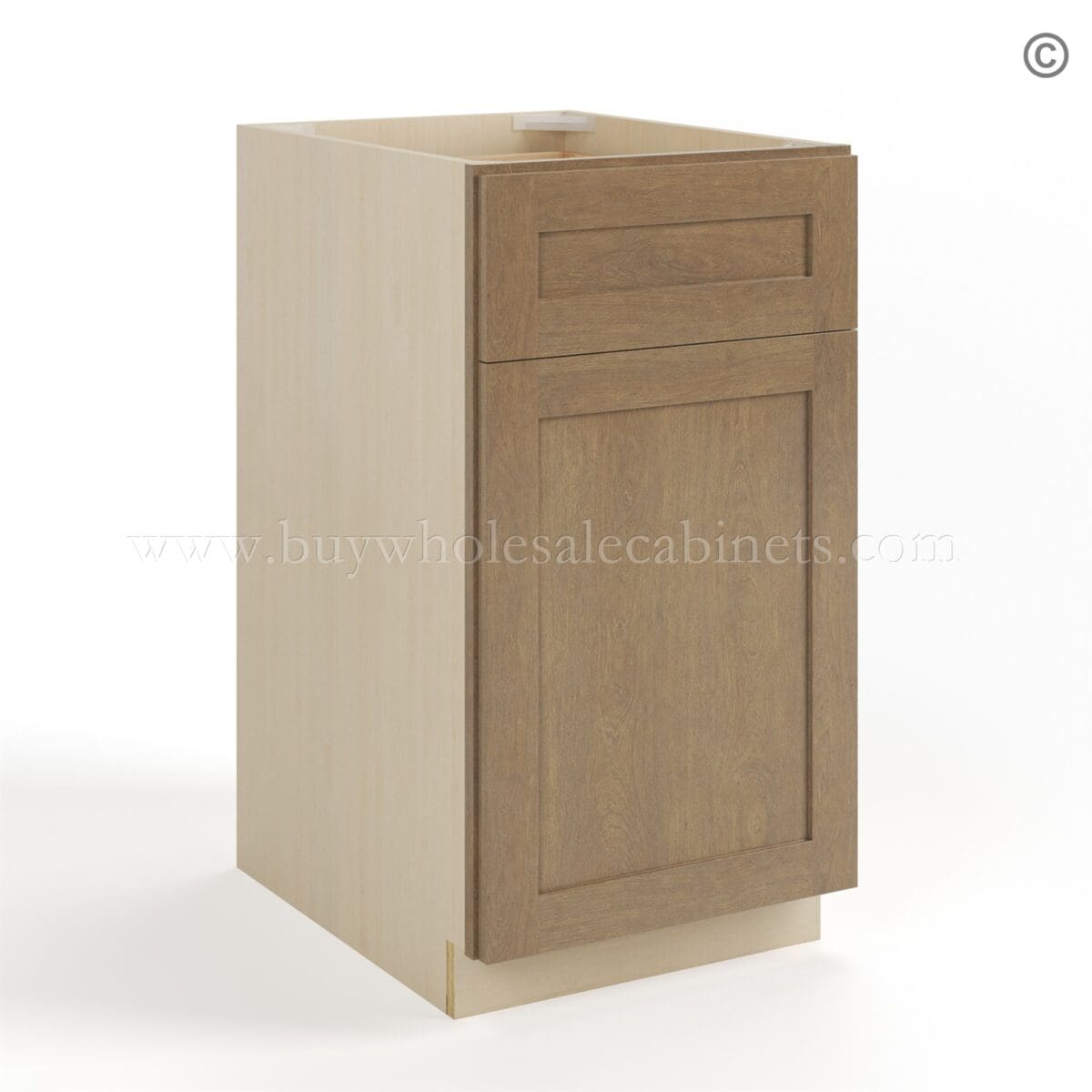 Rustic Wood Shaker Trash Base Cabinet - Image 2