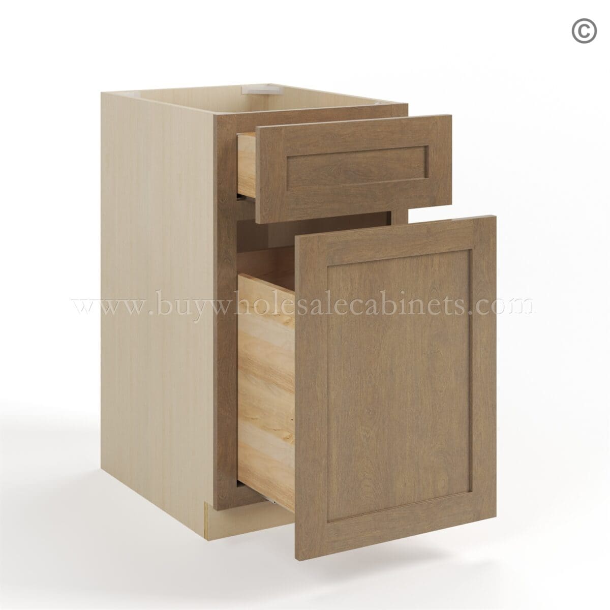 Rustic Wood Shaker Trash Base Cabinet - Image 3