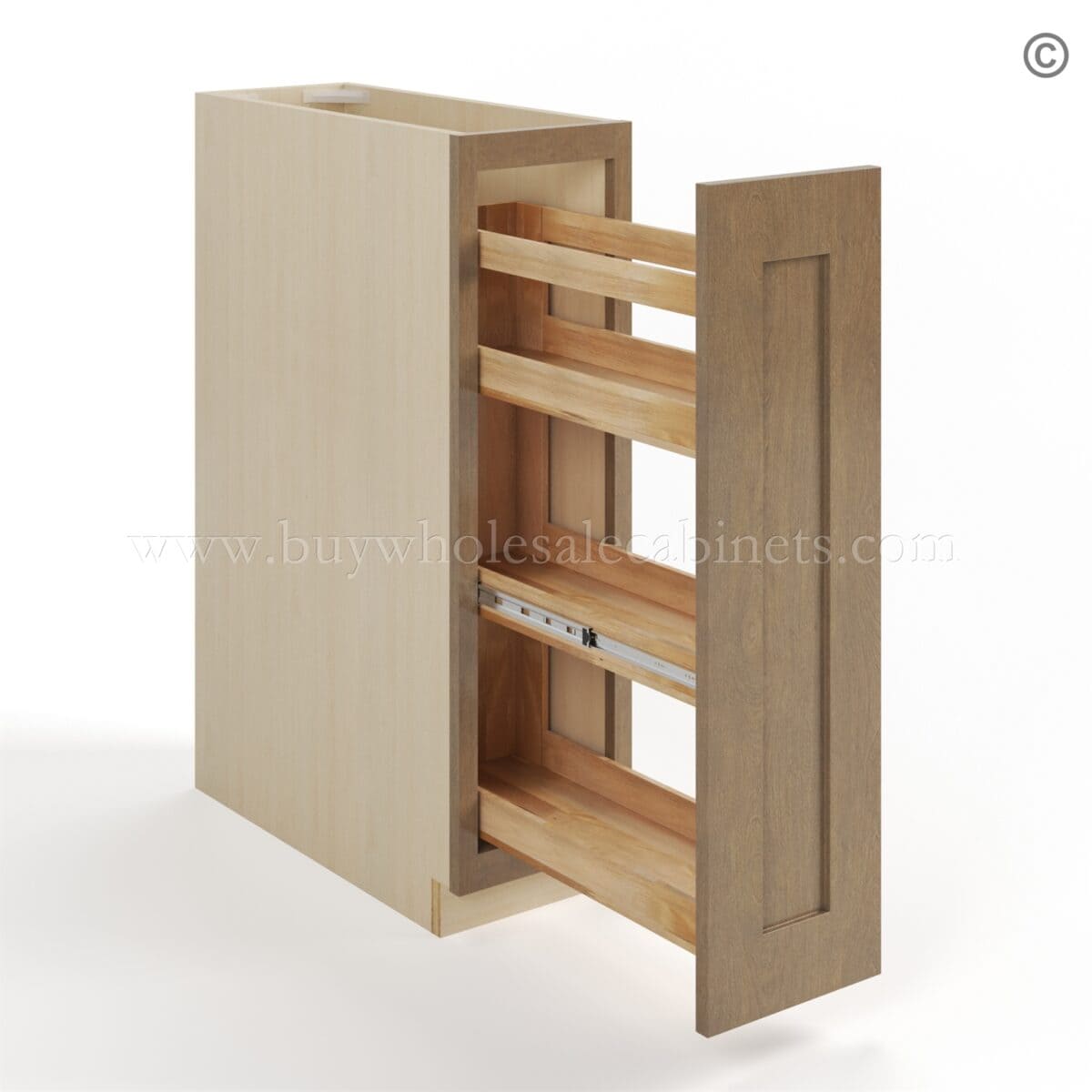 Rustic Wood Shaker Spice Pull Base Cabinet - Image 3